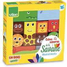 Cubes sonores animaux de la savane VI2101-4456 Vilac 1